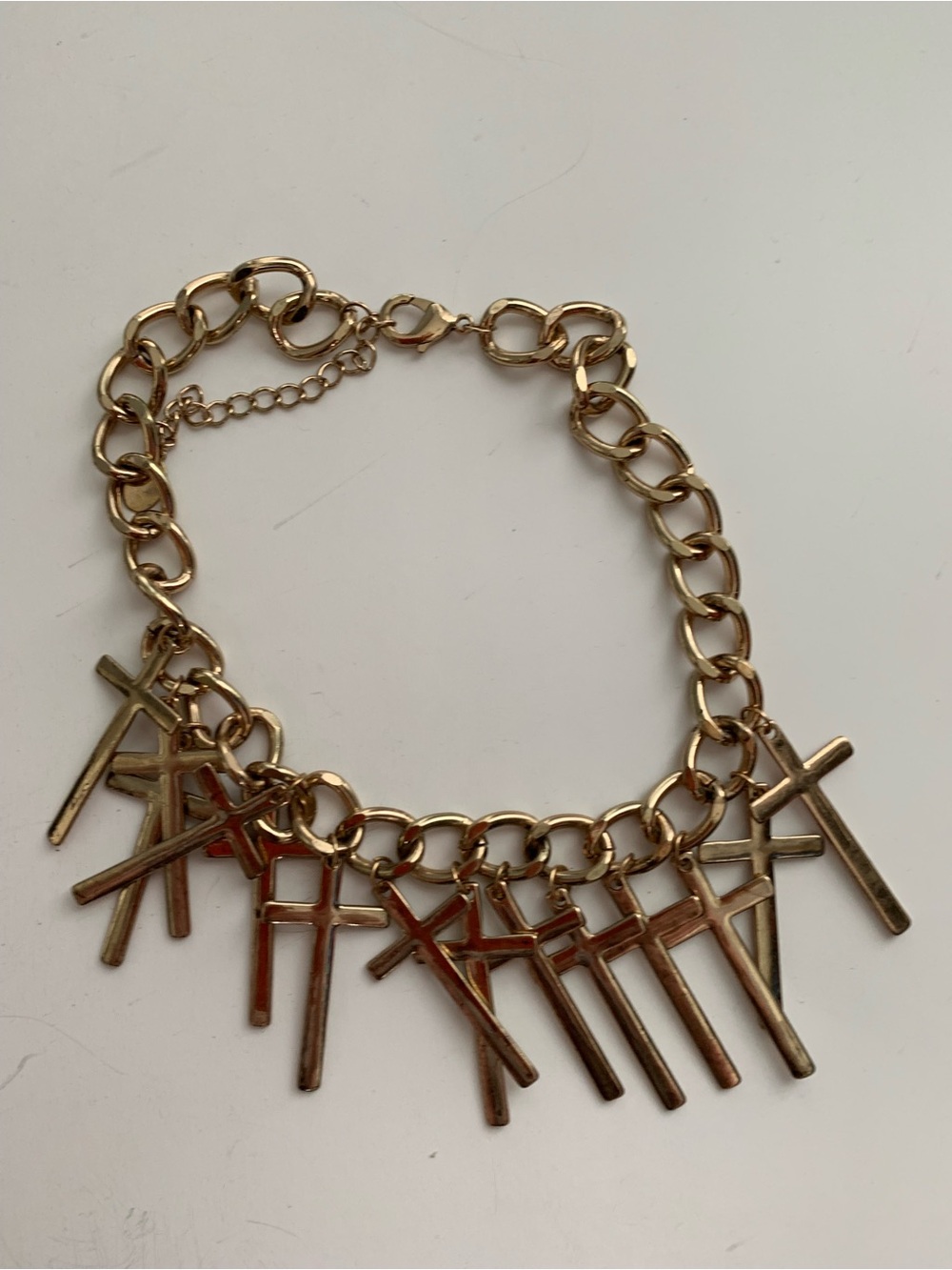 Vintage Chunky Gold-Tone Multi-Cross Statement Choker Necklace Gothic Punk